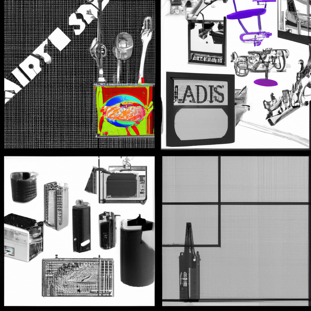 A collage of colorful ads featuring various products and services.