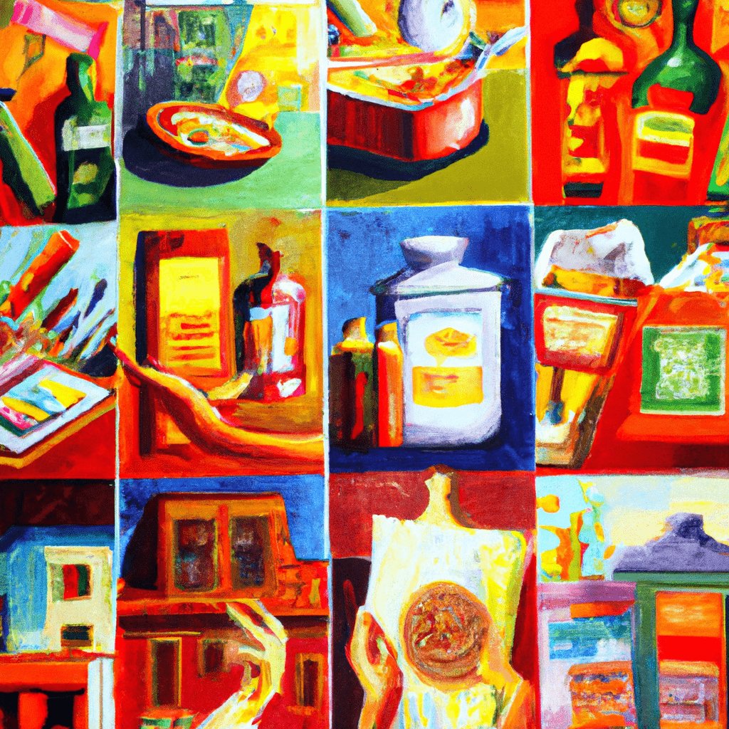A collage of colorful advertisements featuring various products and services.