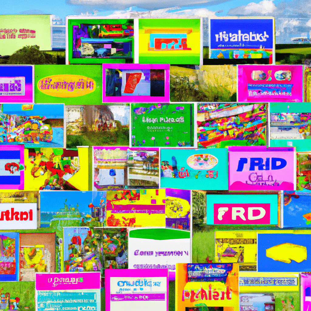 A collage of colorful advertisements representing various categories on free advertising sites in the UK.