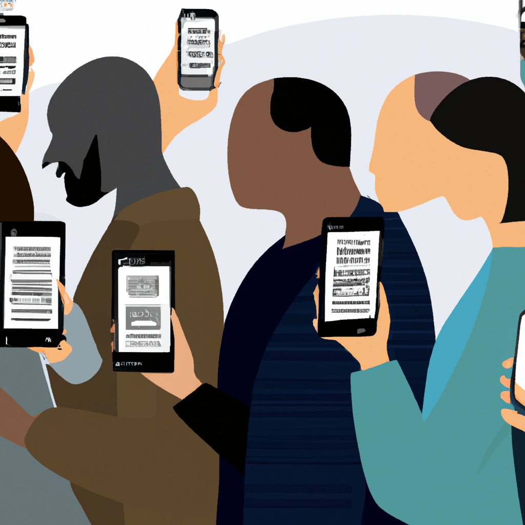 A collage of diverse individuals connecting through classified ads on their smartphones.