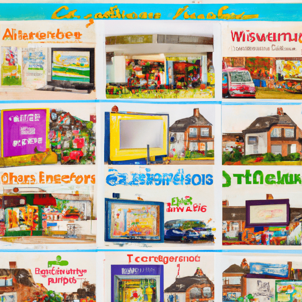 A collage of various advertisements representing different categories such as electronics, vehicles, services, and real estate posted on different free advertising sites in the UK.