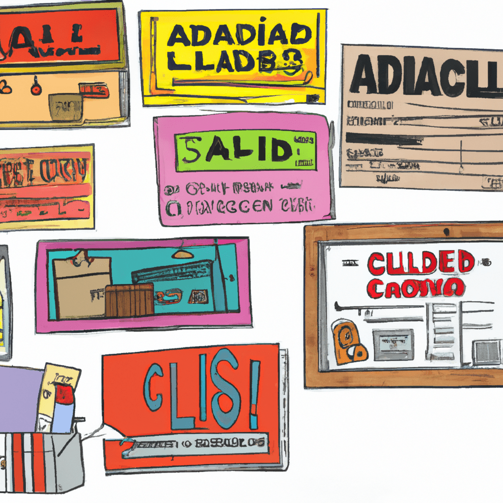 A collage of various classified ads.