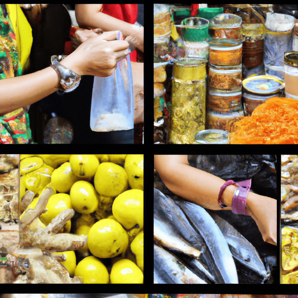 A colorful collage of various products being bought and sold in Singapore.