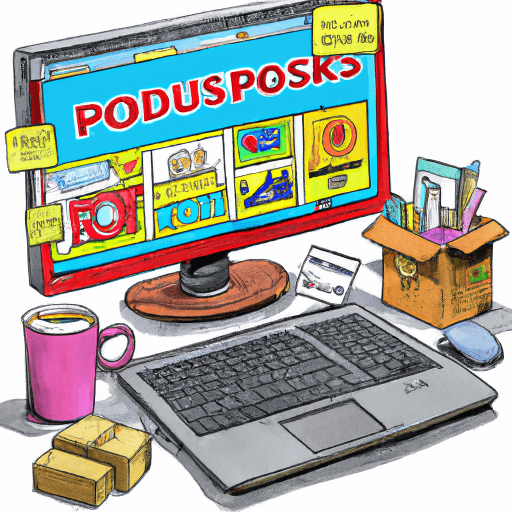 A colorful image showing a laptop with the Post Ads UK website displayed on the screen, surrounded by various products and services being advertised.