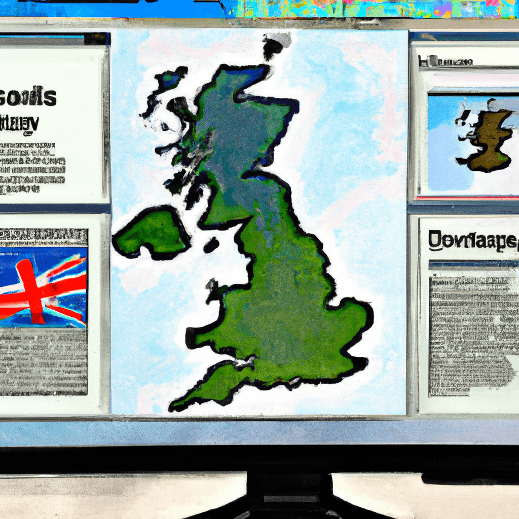 A computer screen displaying a variety of classified ads with a map of the United Kingdom in the background.