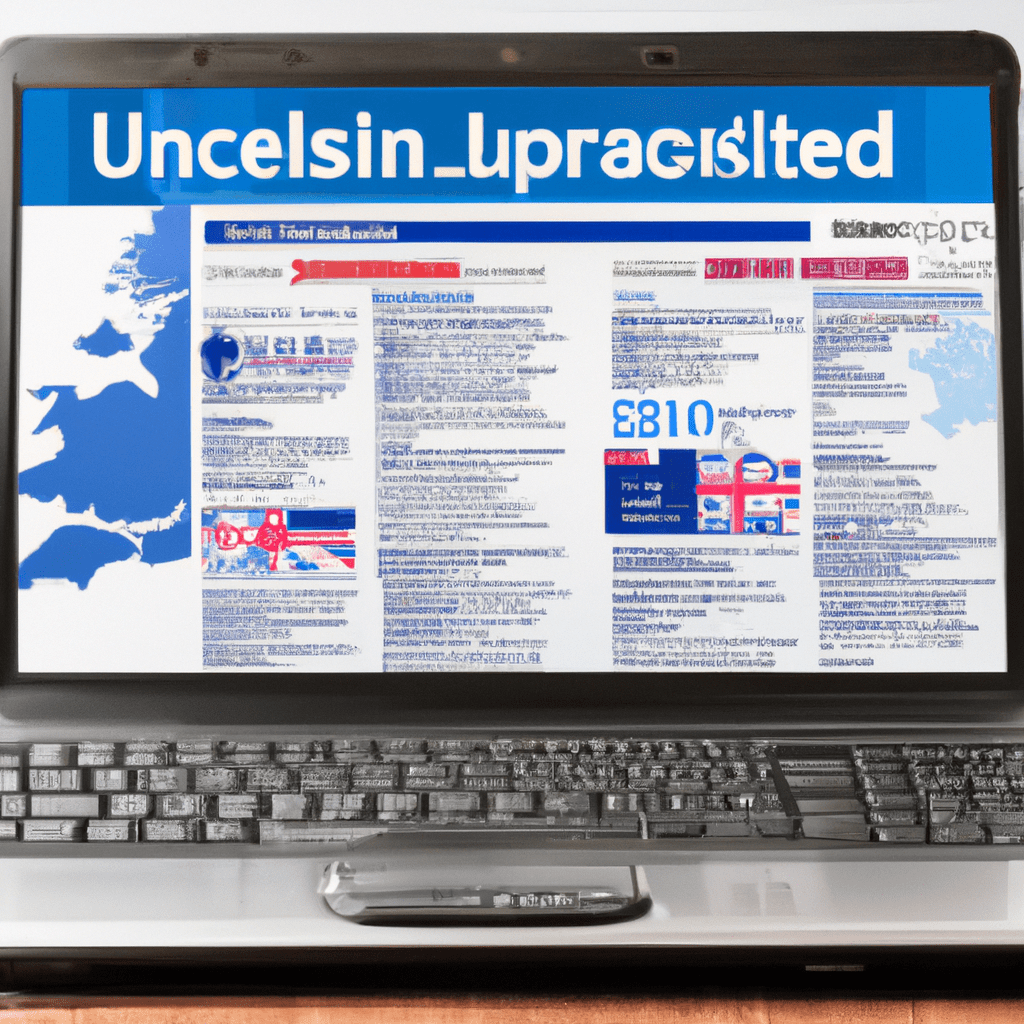 A laptop displaying a classified UK website with various ads and a map of the United Kingdom in the background.