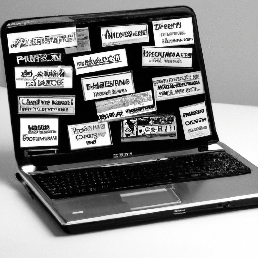 A laptop displaying a variety of classified ads with vibrant images and detailed descriptions.