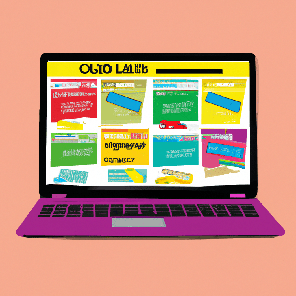 A laptop displaying various classified ad websites with colorful ads for products and services.