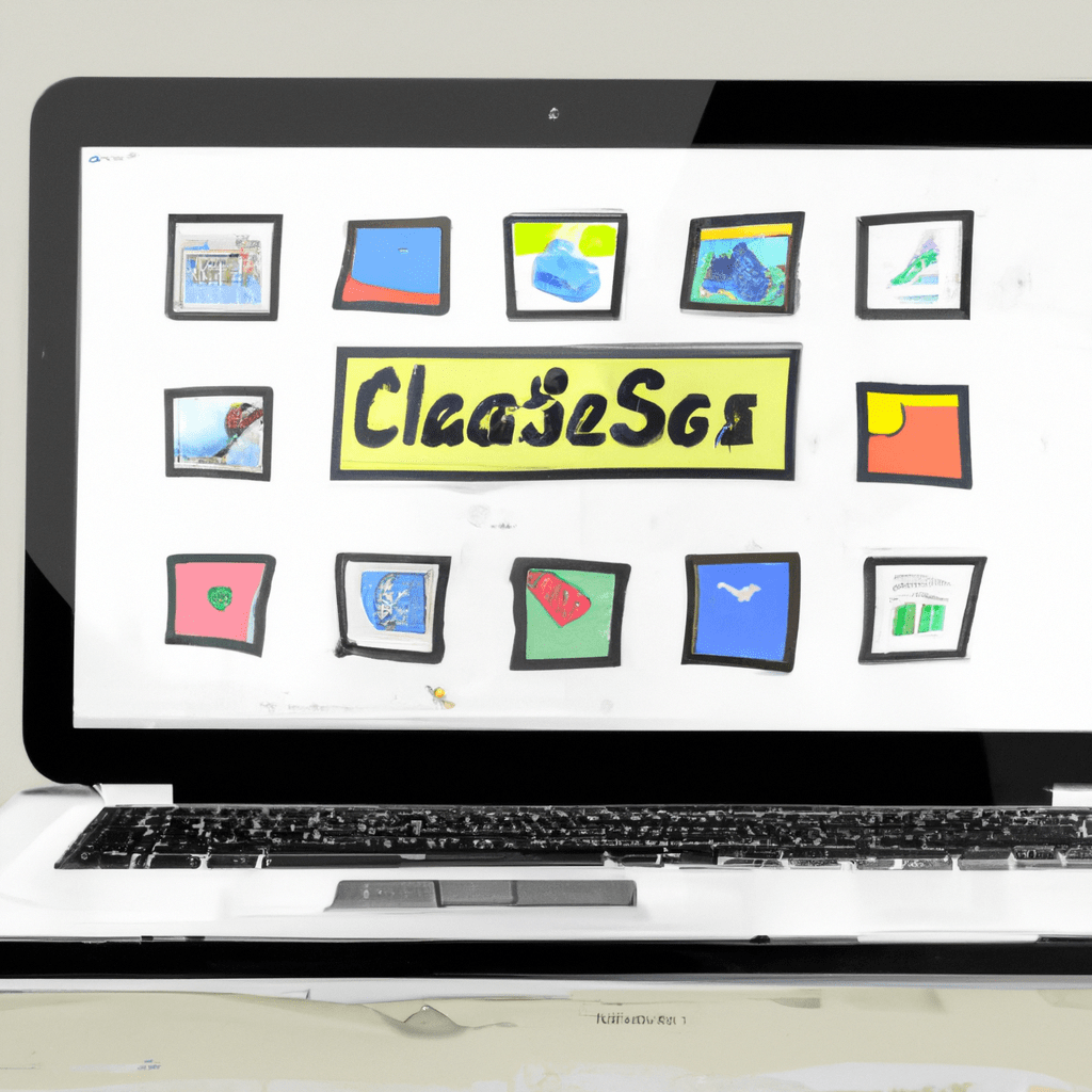 A laptop displaying various classified website logos.
