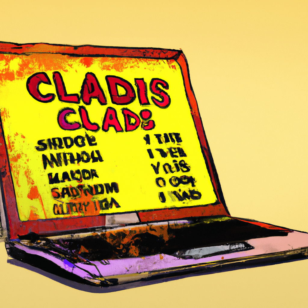 A laptop displaying vibrant classified ads.