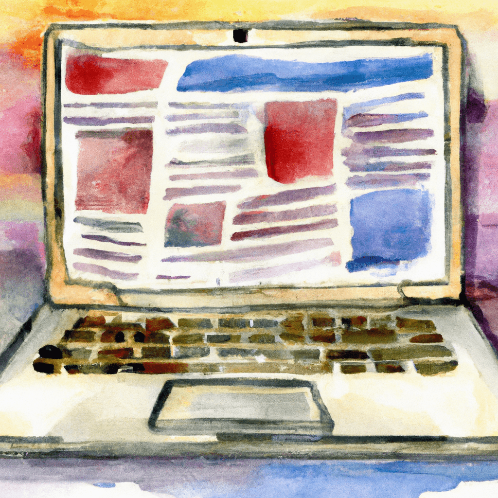 A laptop with a newspaper background.