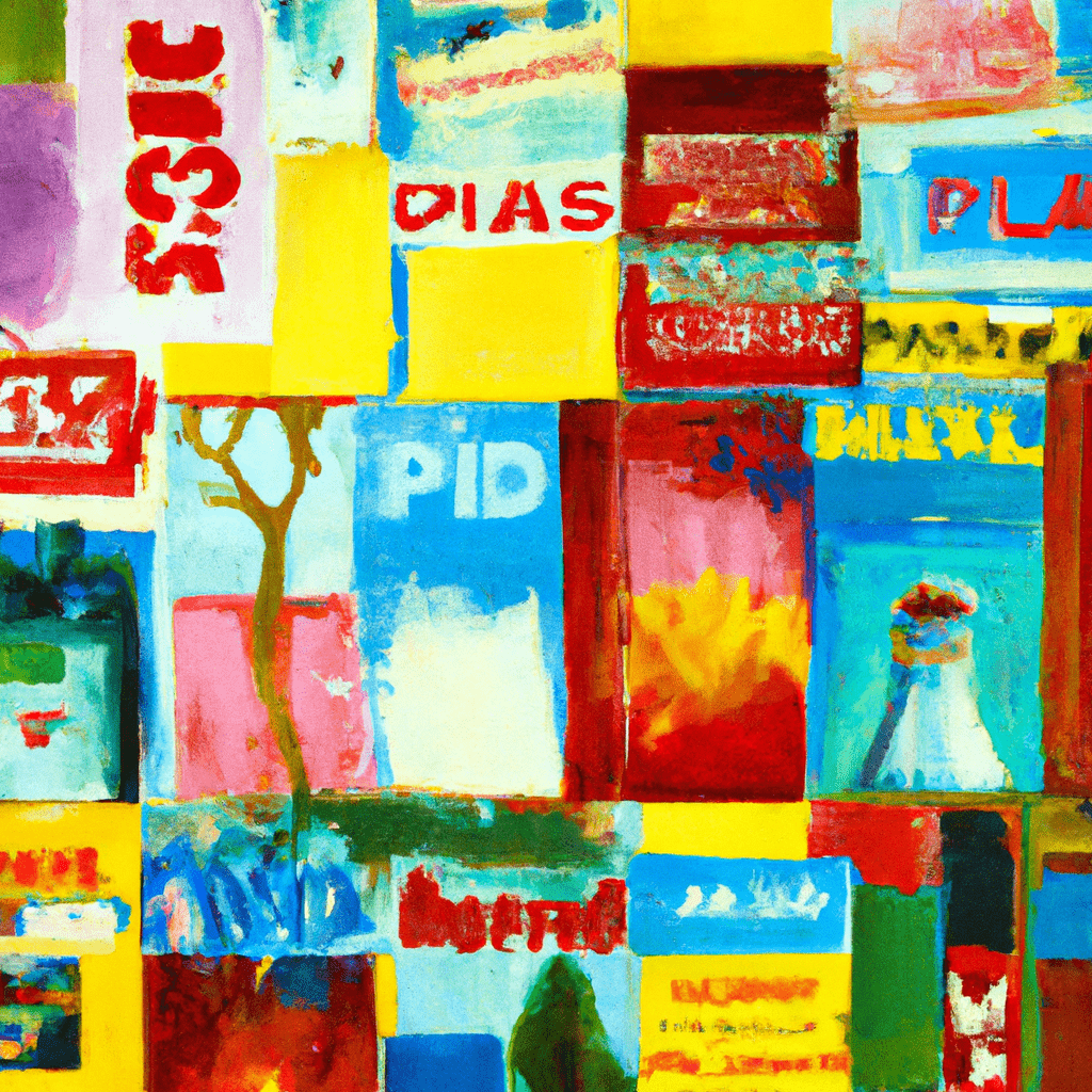 A vibrant collage of colorful classified ads.