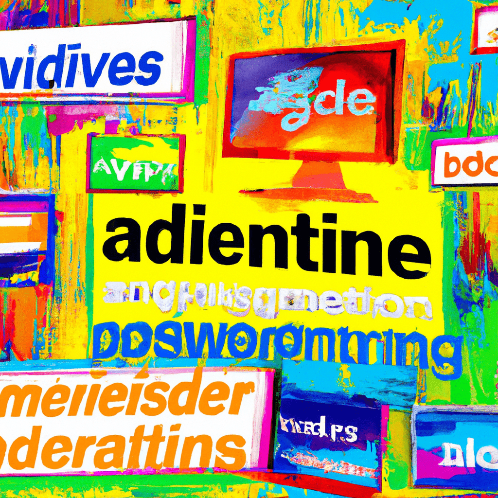 A vibrant collage of online advertisements.