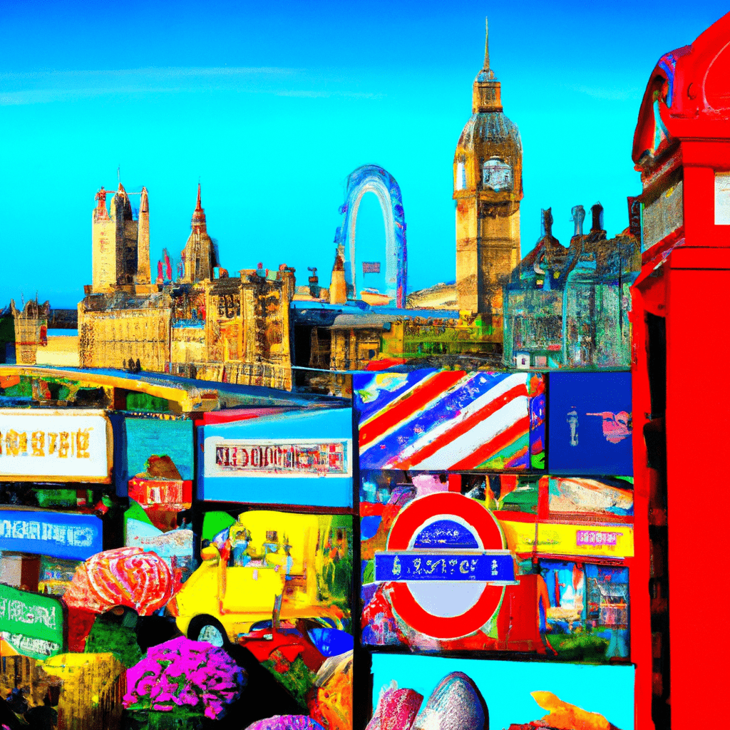 A vibrant collage of UK landmarks and colorful advertisements showcasing the diversity of businesses using Classified UK.