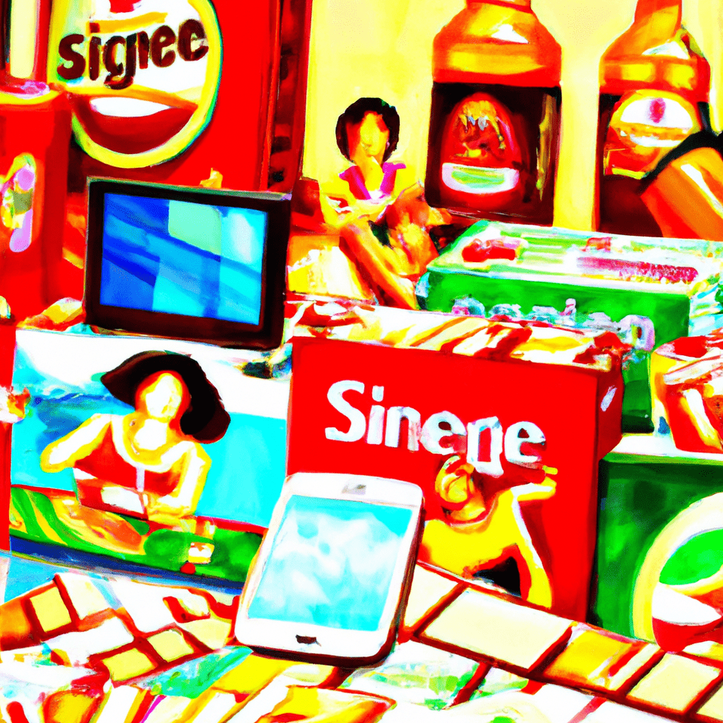 A vibrant collage of various products being advertised online in Singapore.