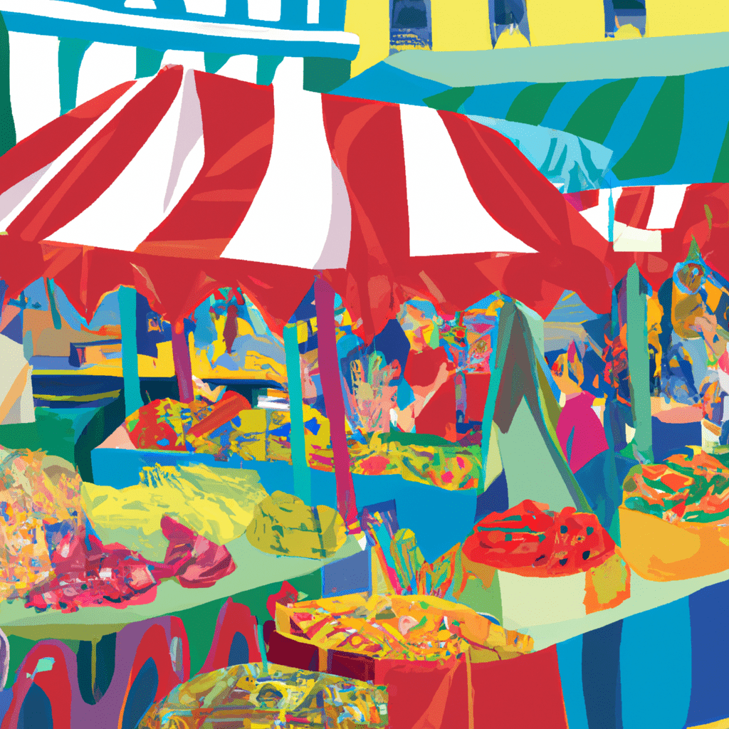 A vibrant, colorful marketplace with diverse offerings.