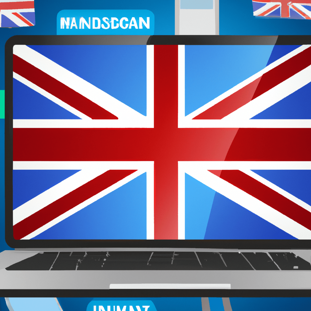 A vibrant image depicting a laptop with a UK flag as the screen background, surrounded by various products and services being advertised through free classified ads.