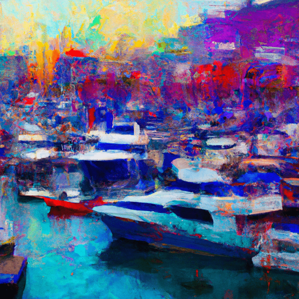 A vibrant marina bustling with boats.