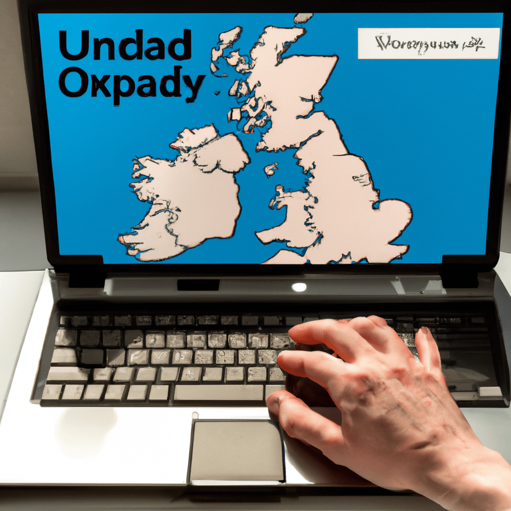 An image of a person using a laptop to post an ad on a classified UK website with a map of the United Kingdom in the background.