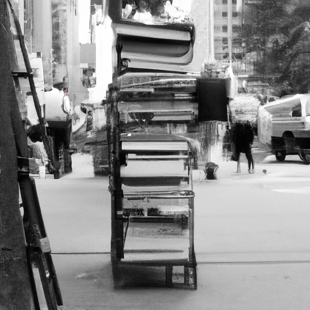 bustling new york street with book stand 1024x1024 82821939